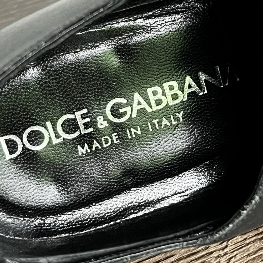 DOLCE & GABBANA Mens Lace Up Black Leather Dress Shoes Size 6